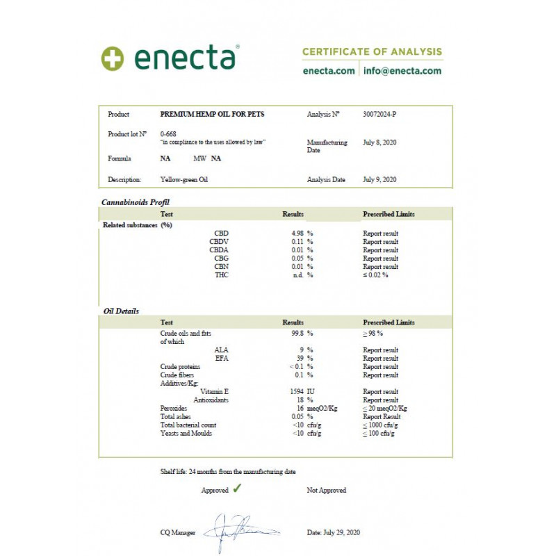 Huile de CBD pour animaux 5% - Enecta